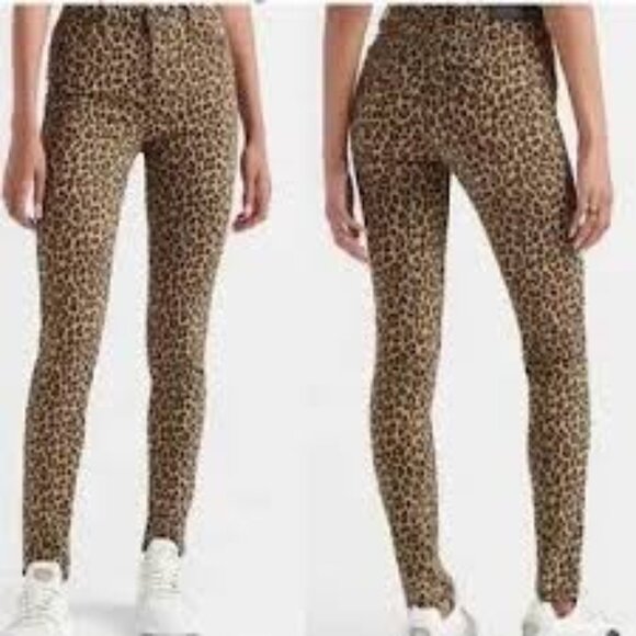 Levis 720 High Rise Supper Skinny Leopard Print Womens 34 Stretch 5 Pockets - Picture 1 of 10